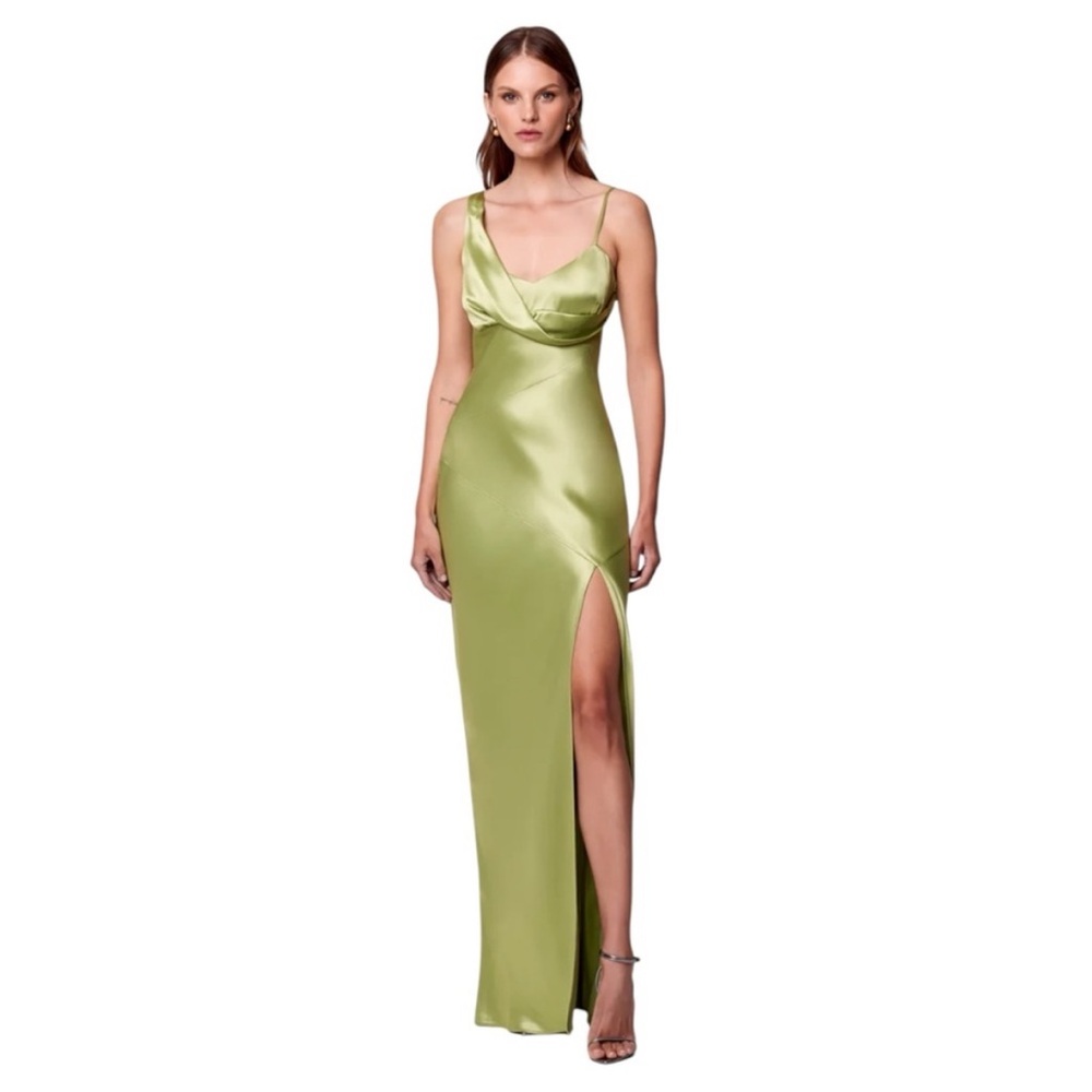 NICHOLAS Lime One Shoulder Satin Dress
